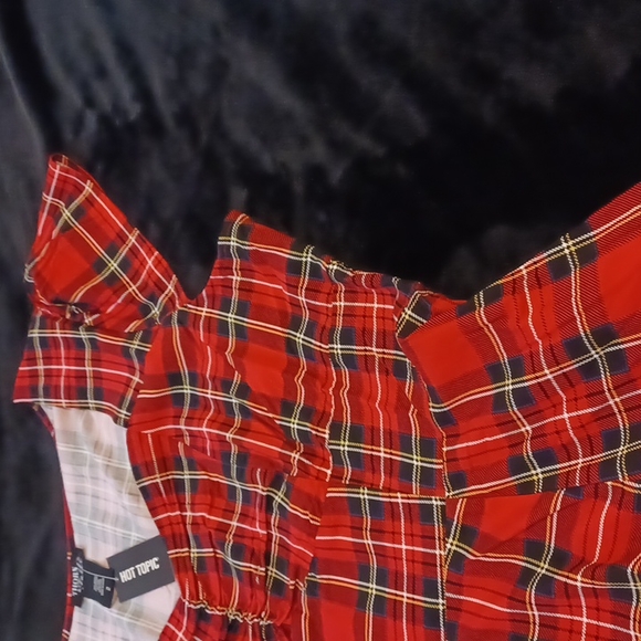 NWT 2x Tartan retro sweetheart dress with pockets red tartan. - Picture 4 of 12